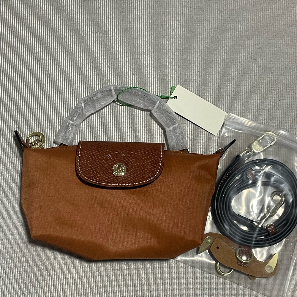 Longchamp Brown Mini Le Pliage Top-Handle Crossbody